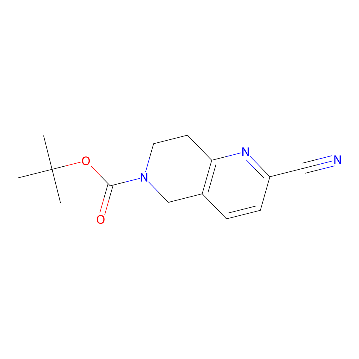Tert-butyl 2-cyano-7,8-dihydro-1,6-naphthyridine-6(5H)-carboxylate molecular structure, CAS 259809-46-6