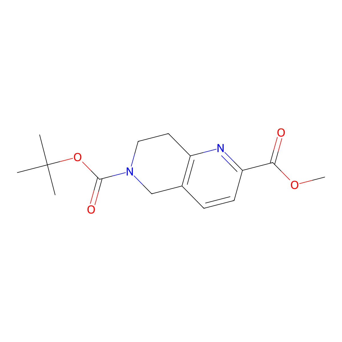6-tert-butyl 2-methyl 7,8-dihydro-1,6-naphthyridine-2,6(5H)-dicarboxylate molecular structure, CAS 259809-47-7
