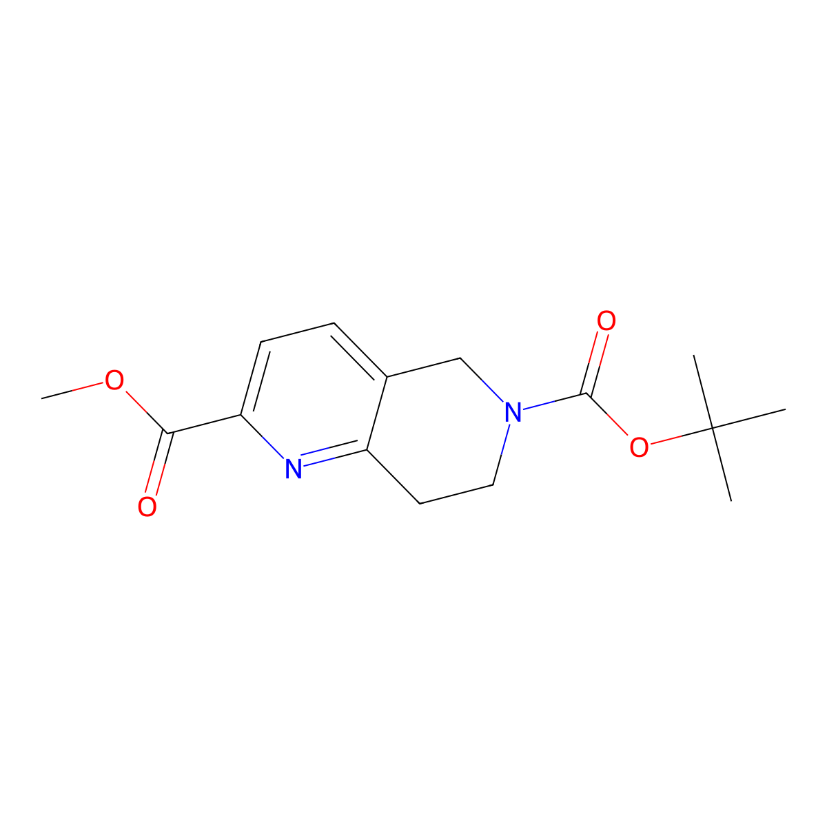 6-tert-butyl 2-methyl 7,8-dihydro-1,6-naphthyridine-2,6(5H)-dicarboxylate molecular structure, CAS 259809-47-7