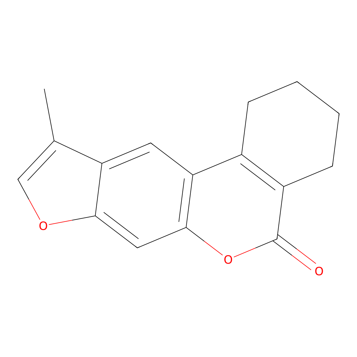 10-methyl-1,2,3,4-tetrahydro-5H-benzo[c]furo[3,2-g]chromen-5-one molecular structure, CAS 25982-26-7