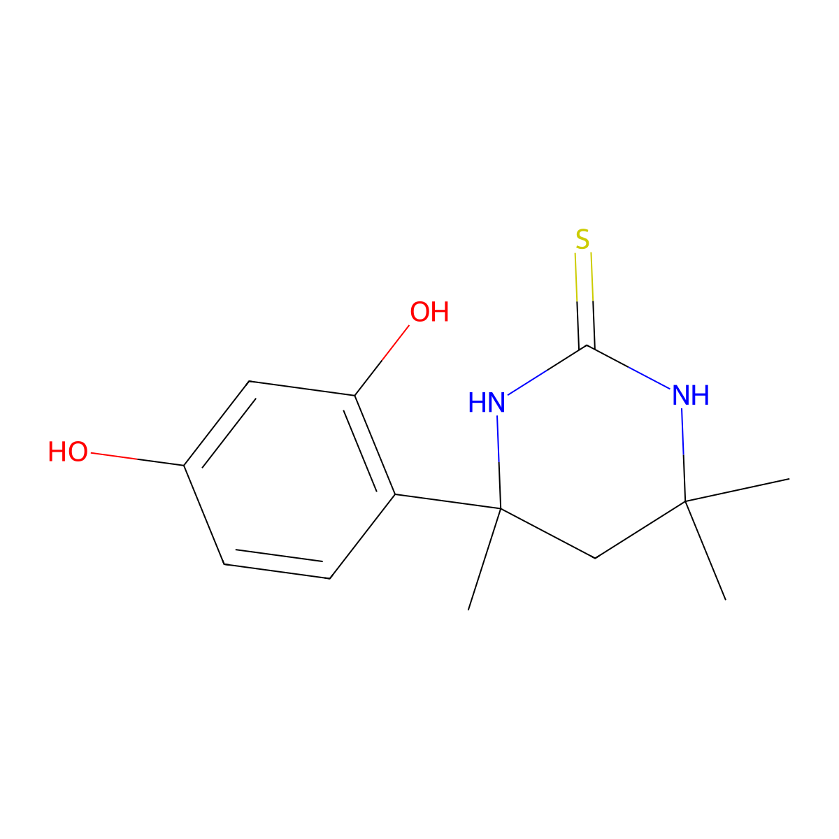 4-(2,4-Dihydroxyphenyl)-4,6,6-trimethyl-1,3-diazinane-2-thione molecular structure, CAS 259825-91-7
