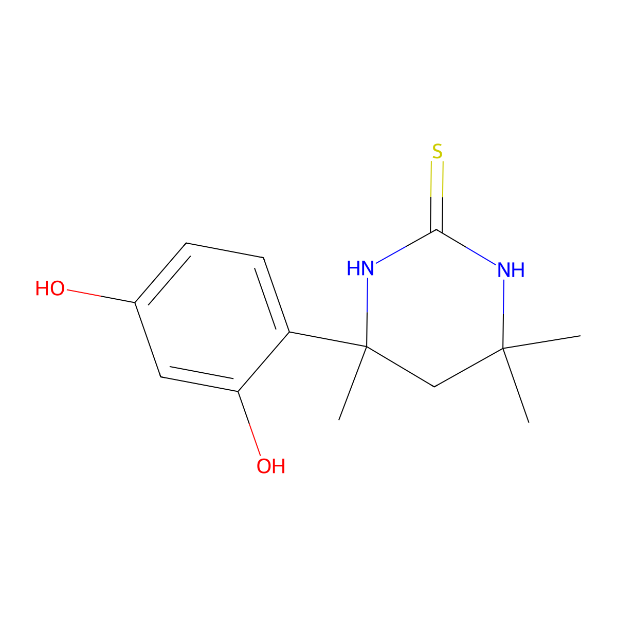 4-(2,4-Dihydroxyphenyl)-4,6,6-trimethyl-1,3-diazinane-2-thione molecular structure, CAS 259825-91-7