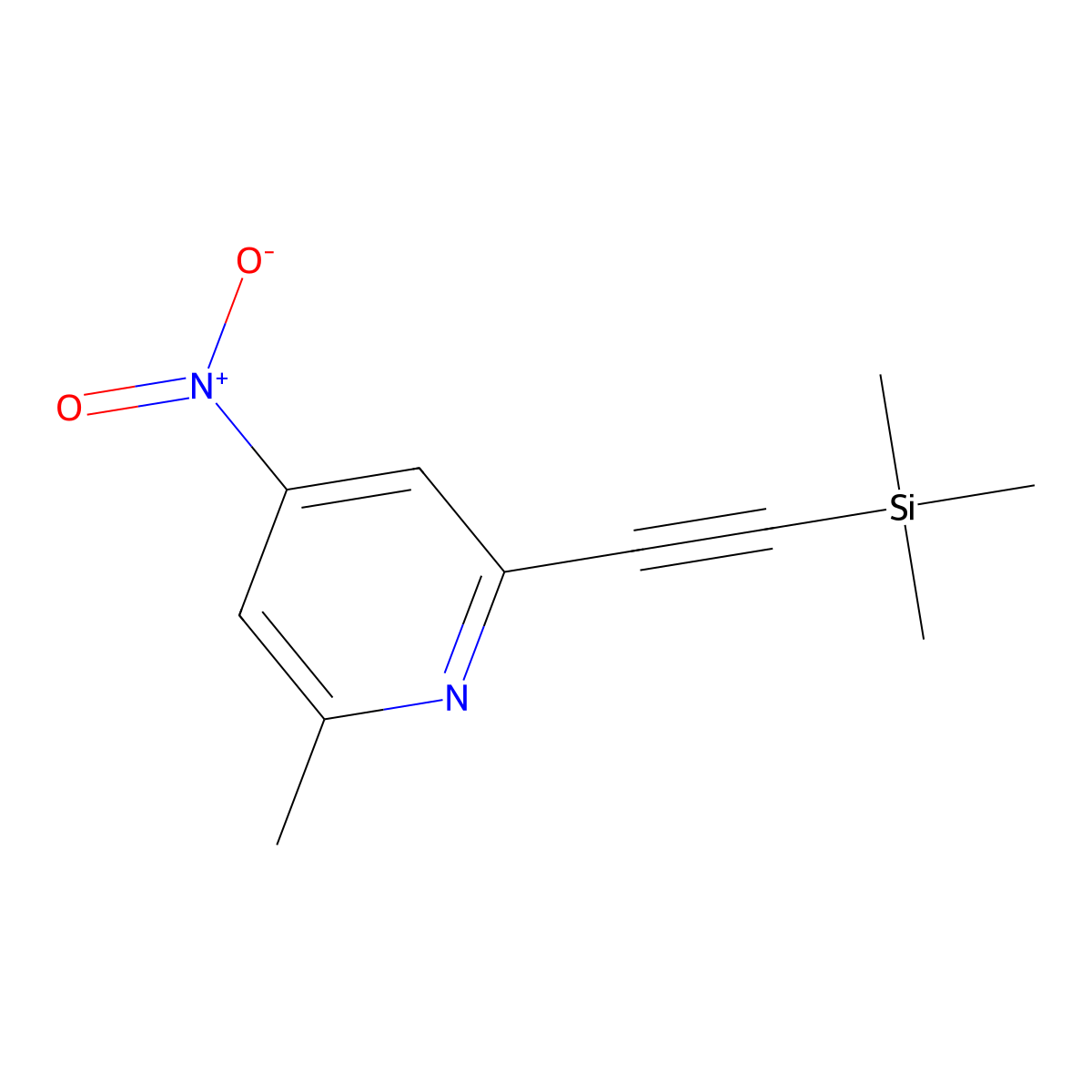 2-Methyl-4-nitro-6-((trimethylsilyl)ethynyl)pyridine molecular structure, CAS 2598492-20-5