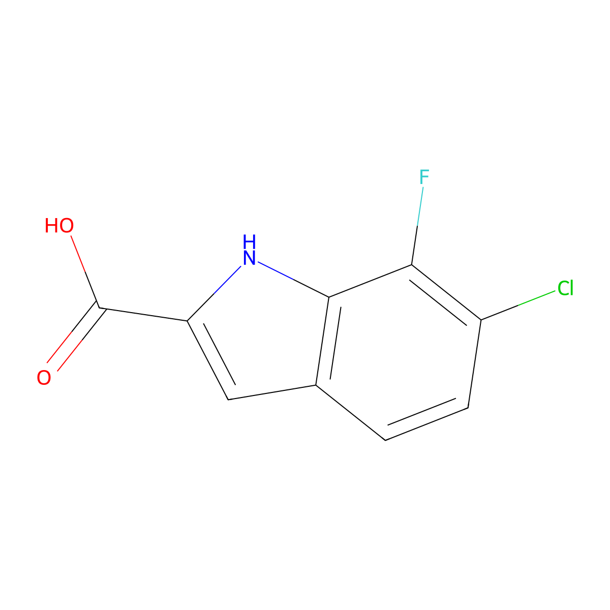 6-chloro-7-fluoro-1H-indole-2-carboxylic acid molecular structure, CAS 259860-07-6
