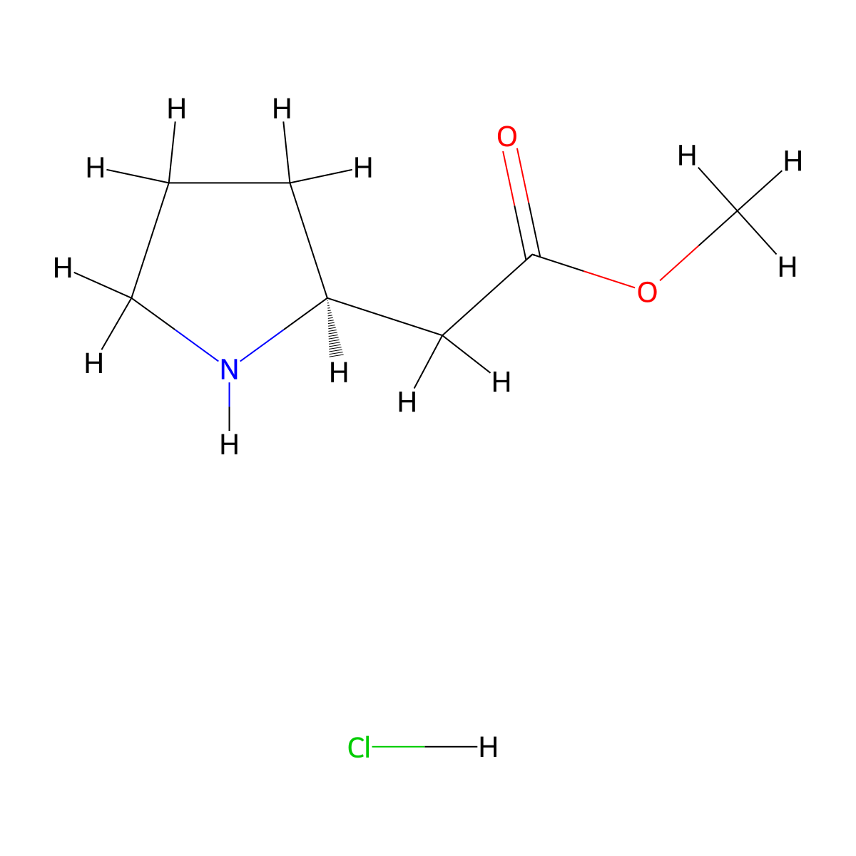 methyl 2-[(2S)-pyrrolidin-2-yl]acetate hydrochloride molecular structure, CAS 259868-83-2