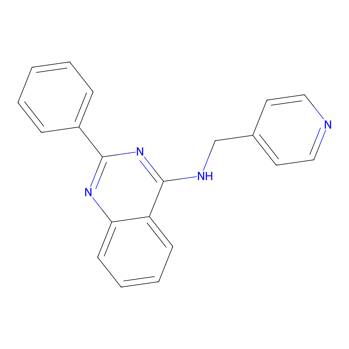 2-phenyl-N-(pyridin-4-ylmethyl)quinazolin-4-amine molecular structure, CAS 259870-32-1