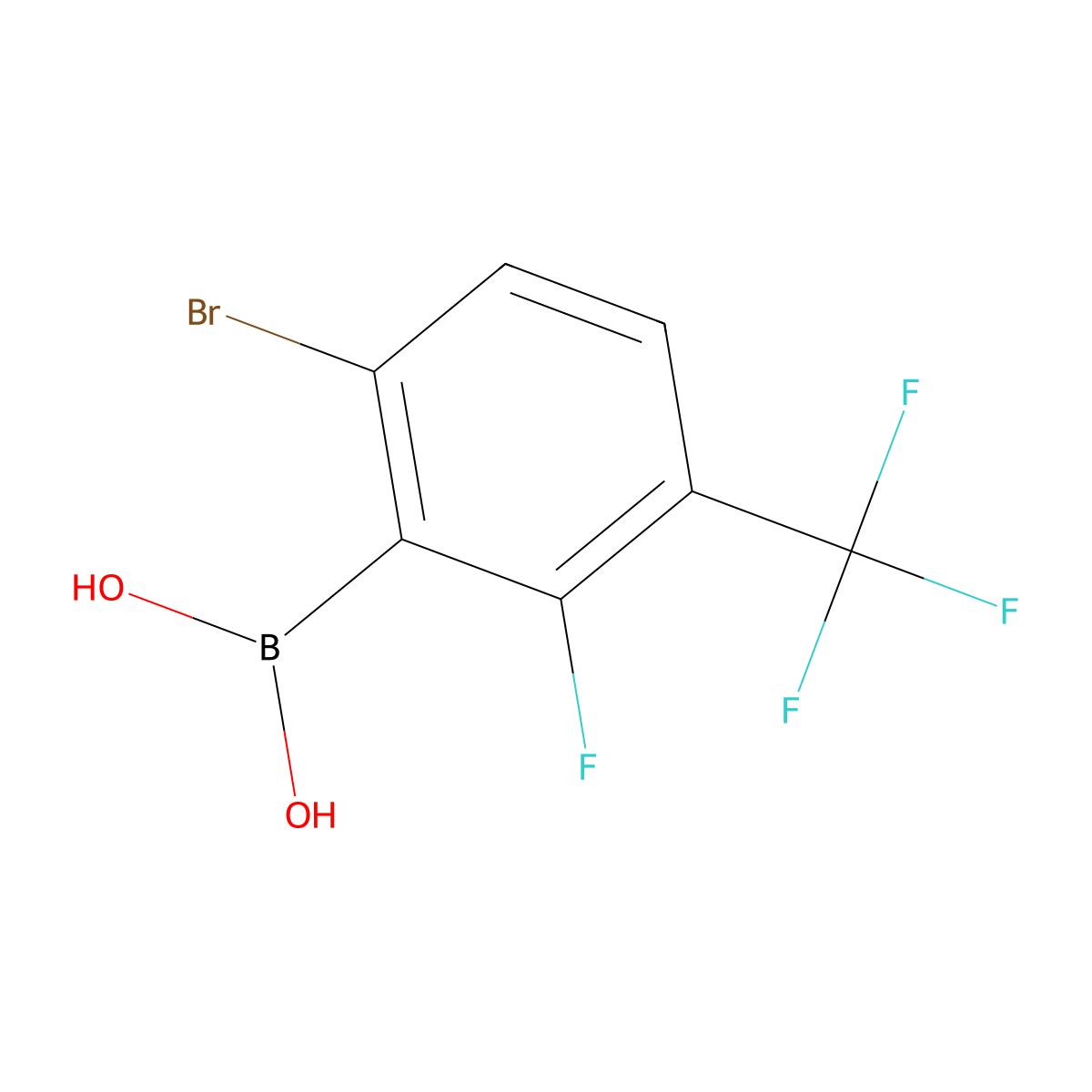 (6-Bromo-2-fluoro-3-(trifluoromethyl)phenyl)boronic acid molecular structure, CAS 2598909-65-8