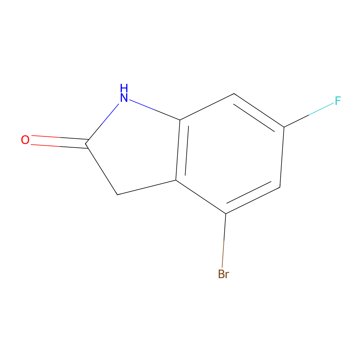 4-Bromo-6-fluoroindolin-2-one molecular structure, CAS 2599039-26-4