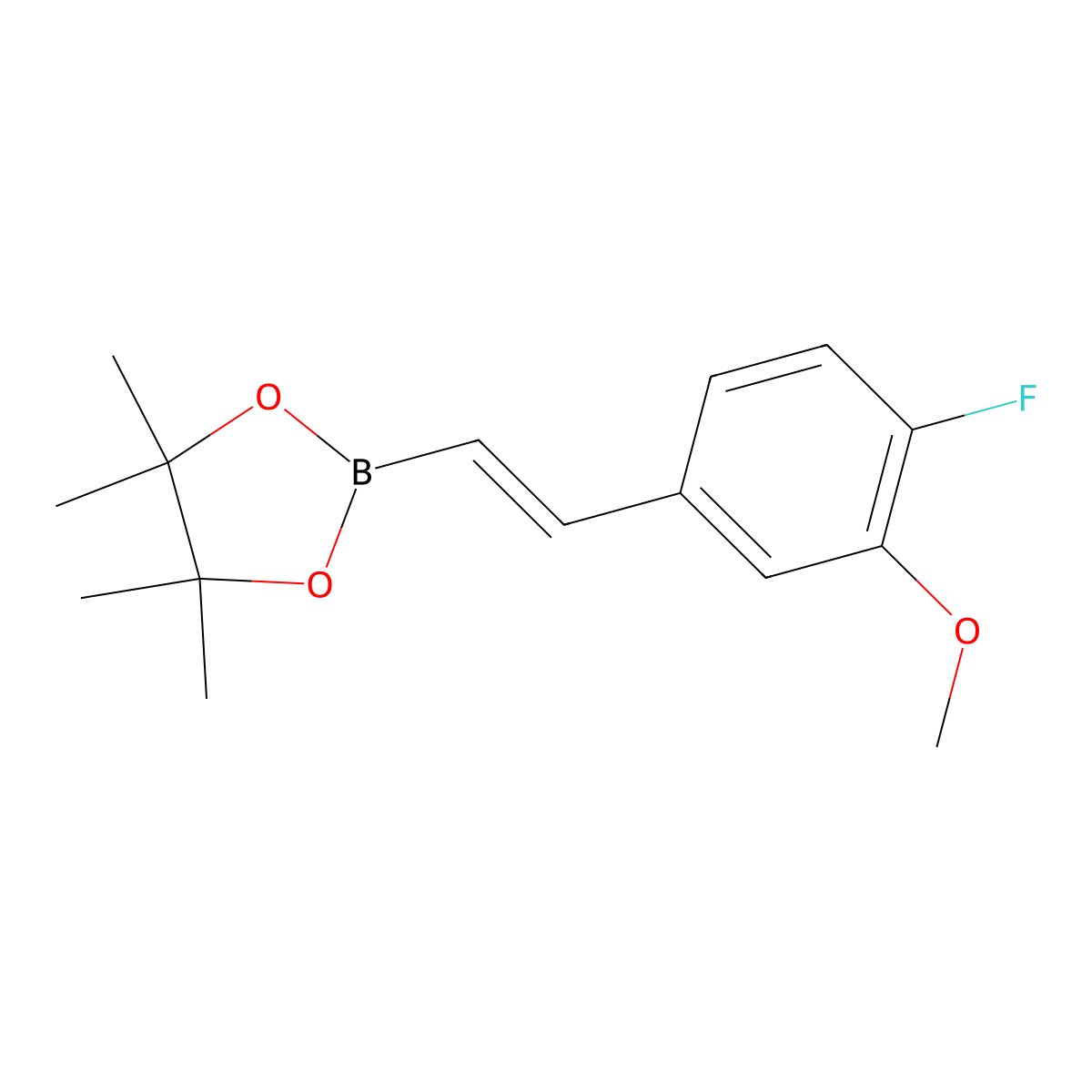 (E)-2-(4-fluoro-3-methoxystyryl)-4,4,5,5-tetramethyl-1,3,2-dioxaborolane molecular structure, CAS 2599290-02-3