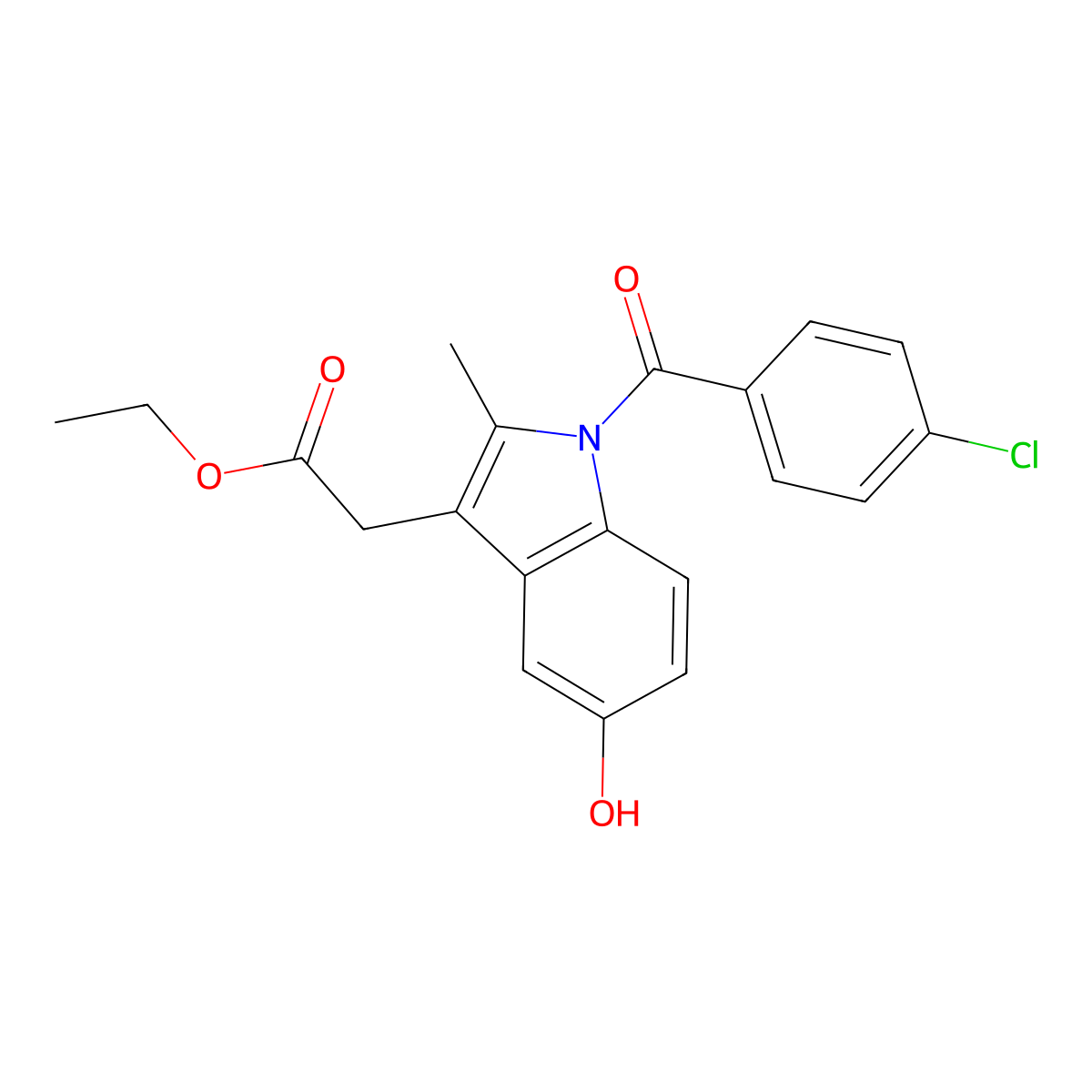 Ethyl 2-{1-[(4-chlorophenyl)carbonyl]-5-hydroxy-2-methylindol-3-yl}acetate molecular structure, CAS 25998-13-4