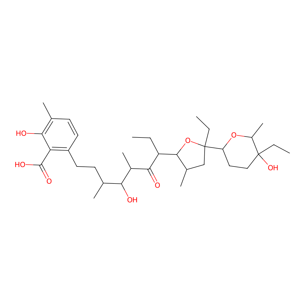 Lasalocid A molecular structure, CAS 25999-31-9