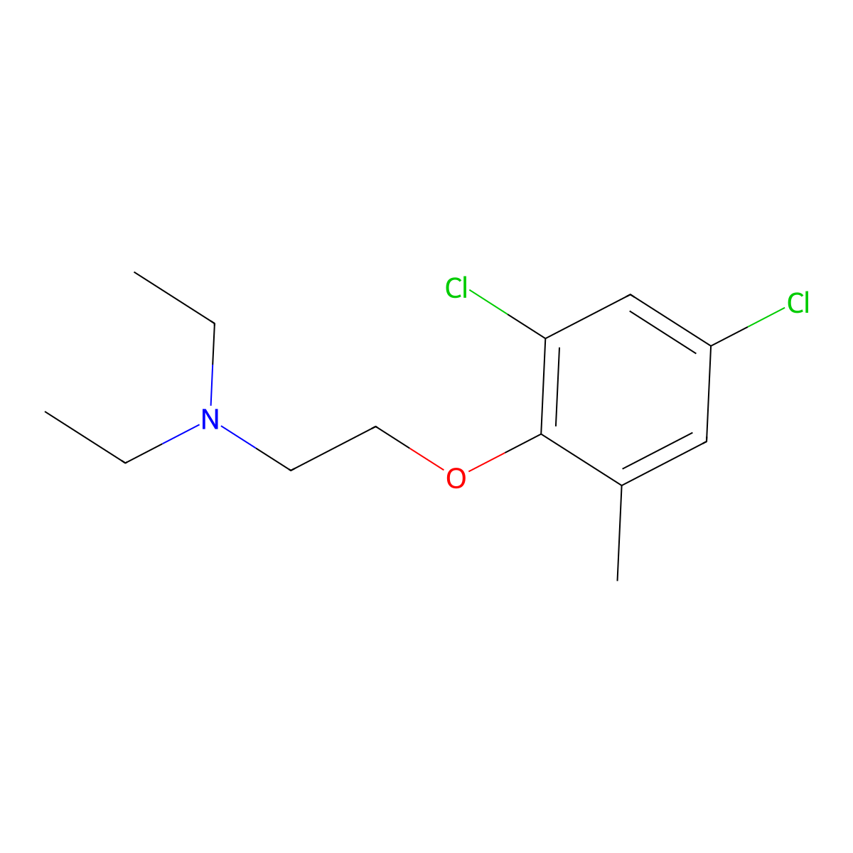 2-(2,4-dichloro-6-methylphenoxy)-N,N-diethylethanamine molecular structure, CAS 2600-73-9