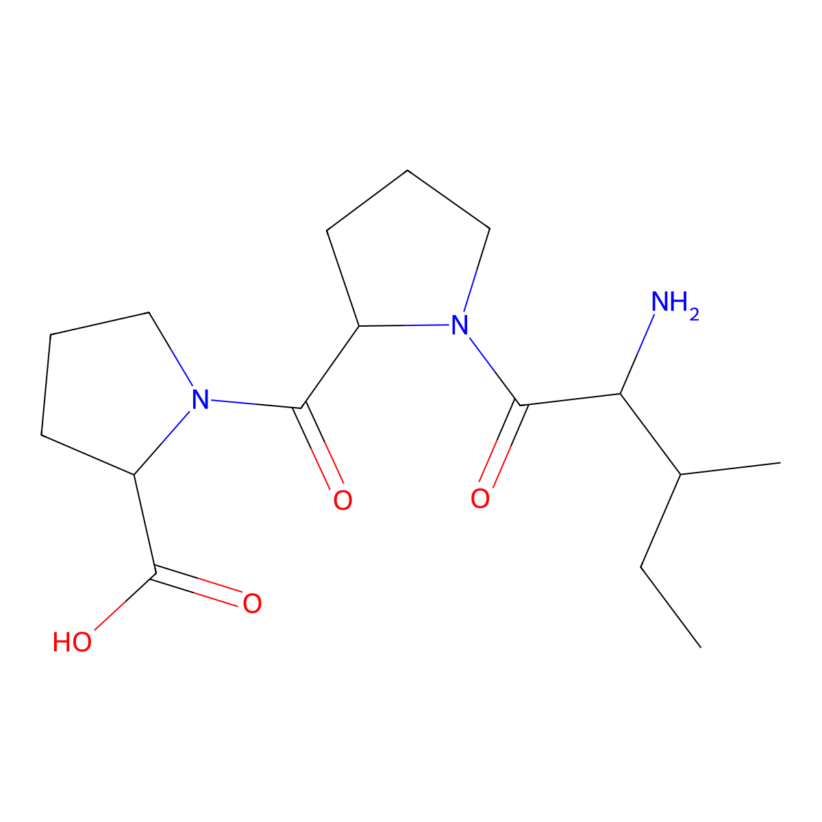 Isoleucyl-prolyl-proline molecular structure, CAS 26001-32-1