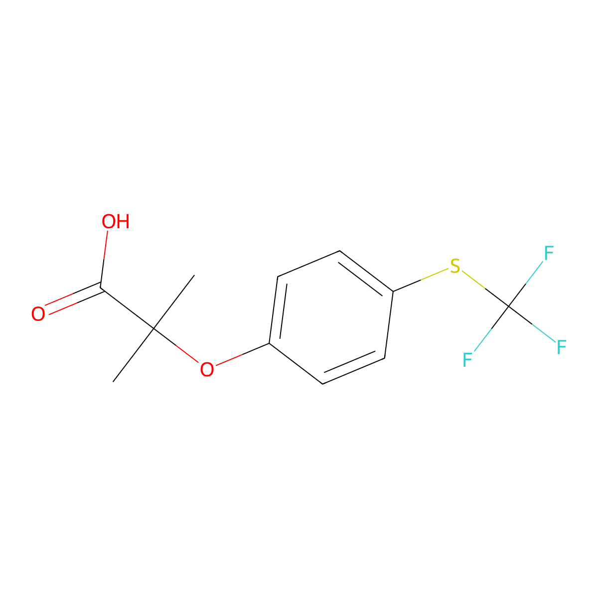 2-Methyl-2-{4-[(trifluoromethyl)thio]phenoxy}propanoic acid molecular structure, CAS 26002-55-1