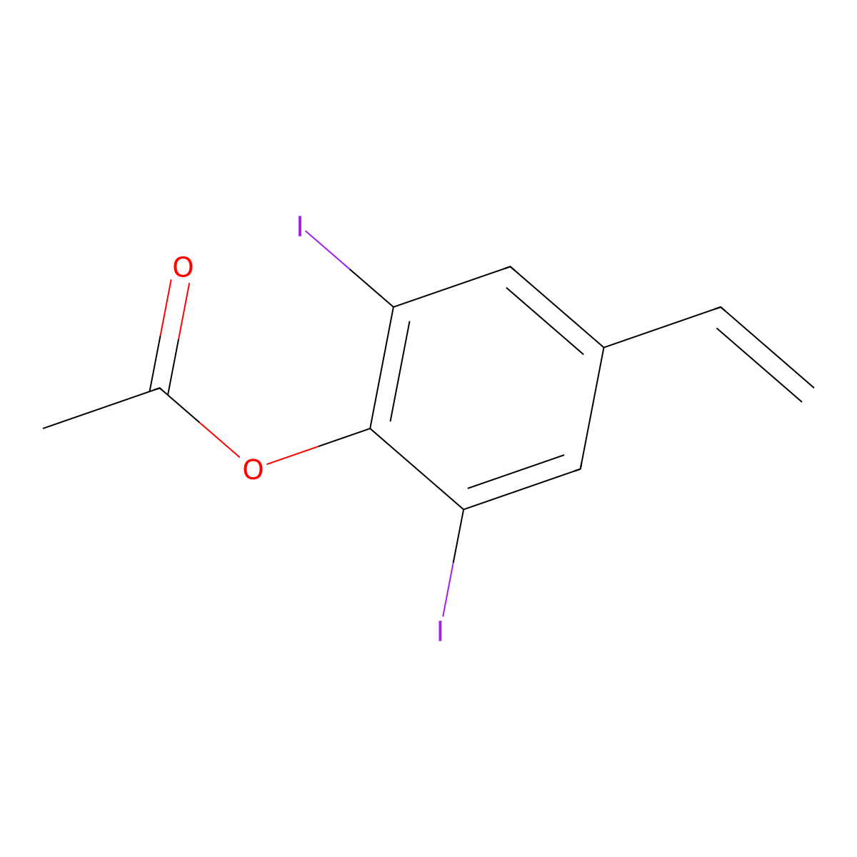 2,6-Diiodo-4-vinylphenyl Acetate molecular structure, CAS 2600372-33-4