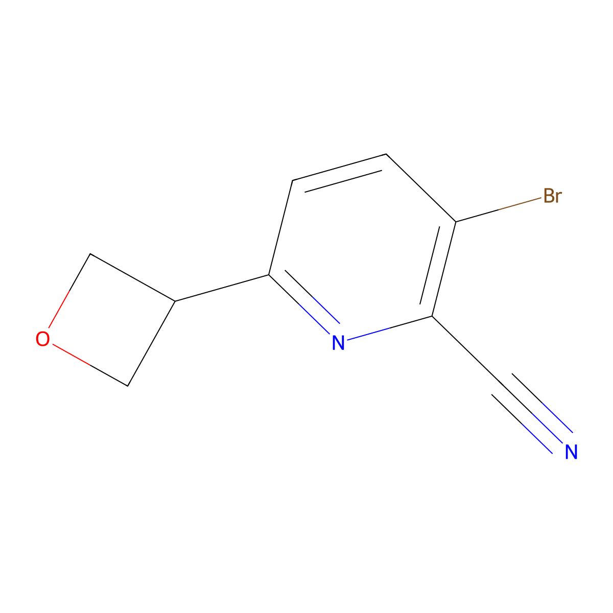 3-Bromo-6-(oxetan-3-yl)picolinonitrile molecular structure, CAS 2600398-76-1