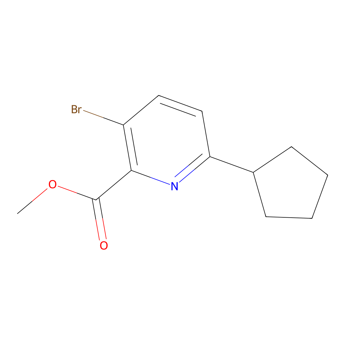 Methyl 3-bromo-6-cyclopentylpicolinate molecular structure, CAS 2600398-77-2