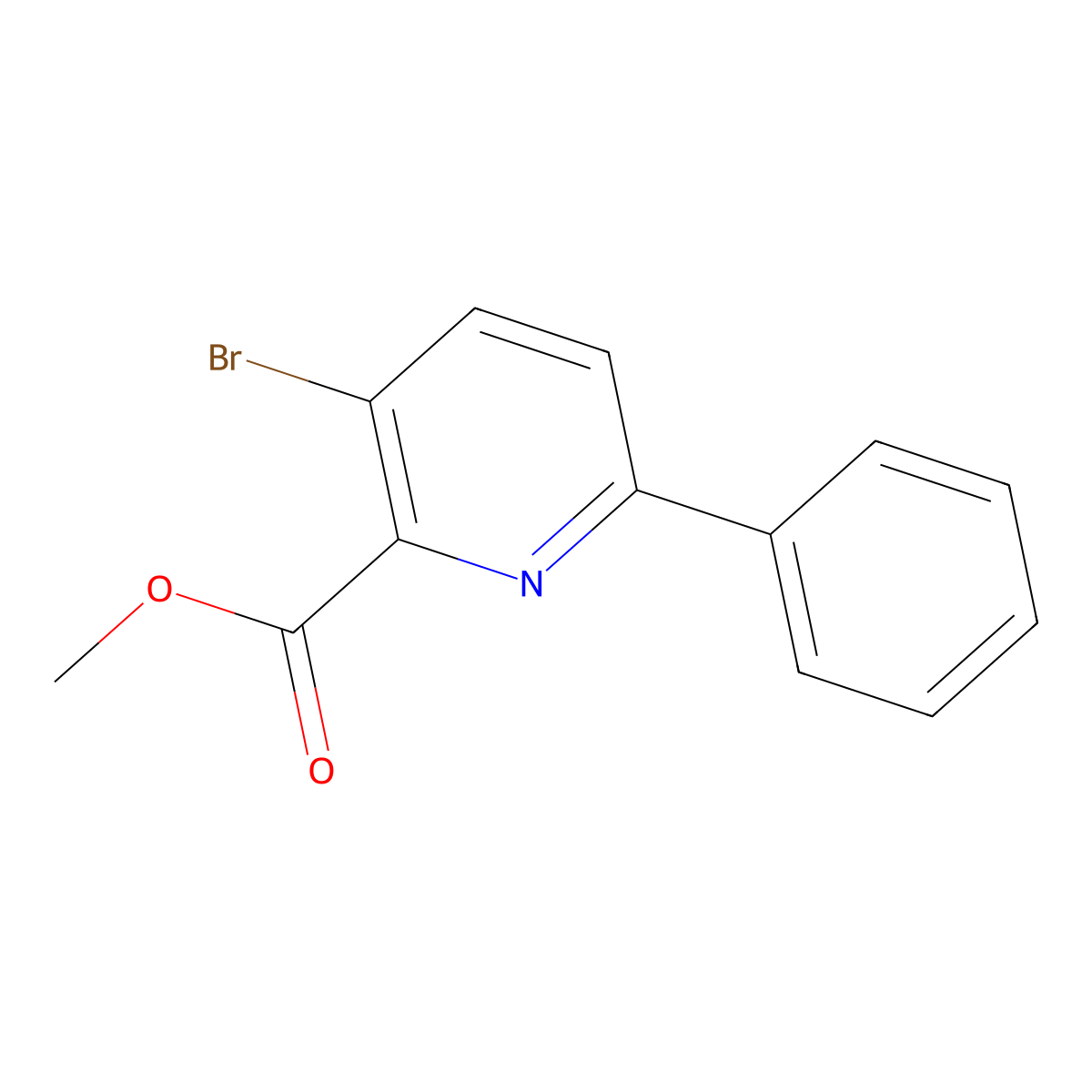 Methyl 3-bromo-6-phenylpicolinate molecular structure, CAS 2600398-81-8
