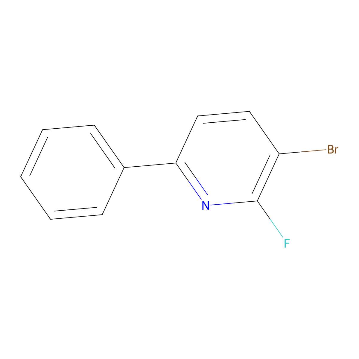 3-Bromo-2-fluoro-6-phenylpyridine molecular structure, CAS 2600399-00-4