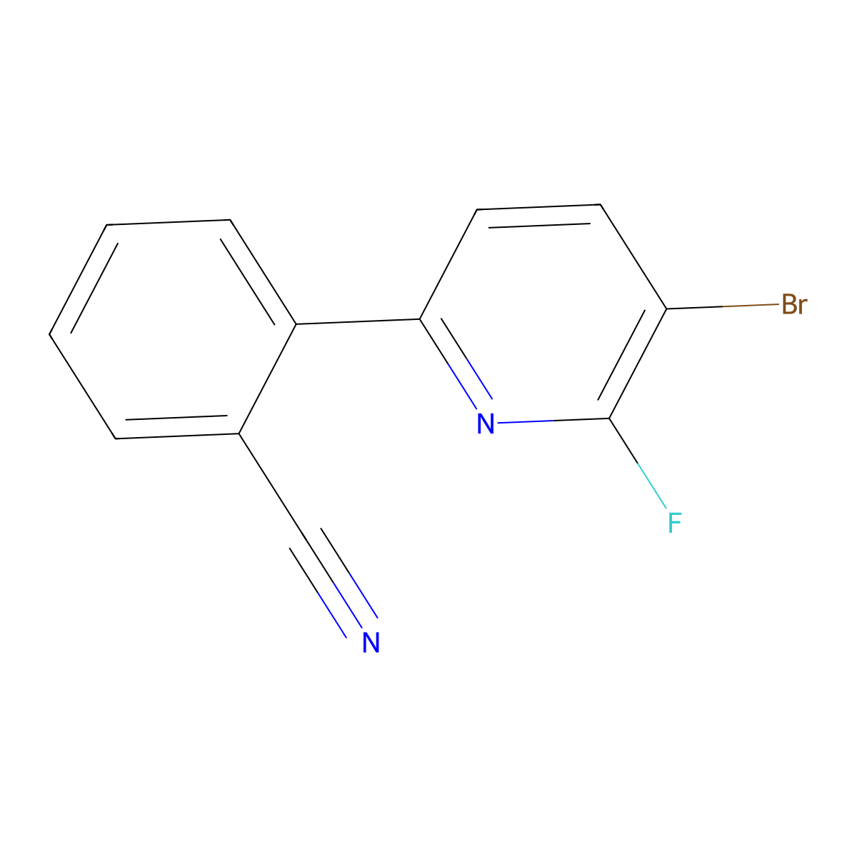 2-(5-Bromo-6-fluoropyridin-2-yl)benzonitrile molecular structure, CAS 2600399-02-6