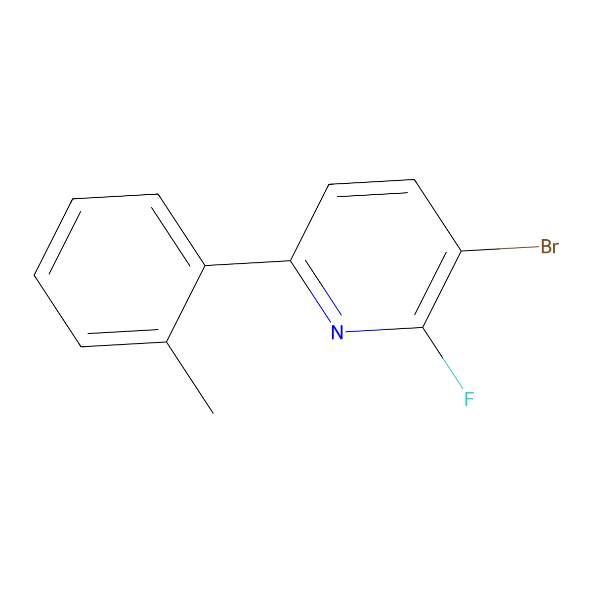 3-Bromo-2-fluoro-6-(o-tolyl)pyridine molecular structure, CAS 2600399-53-7
