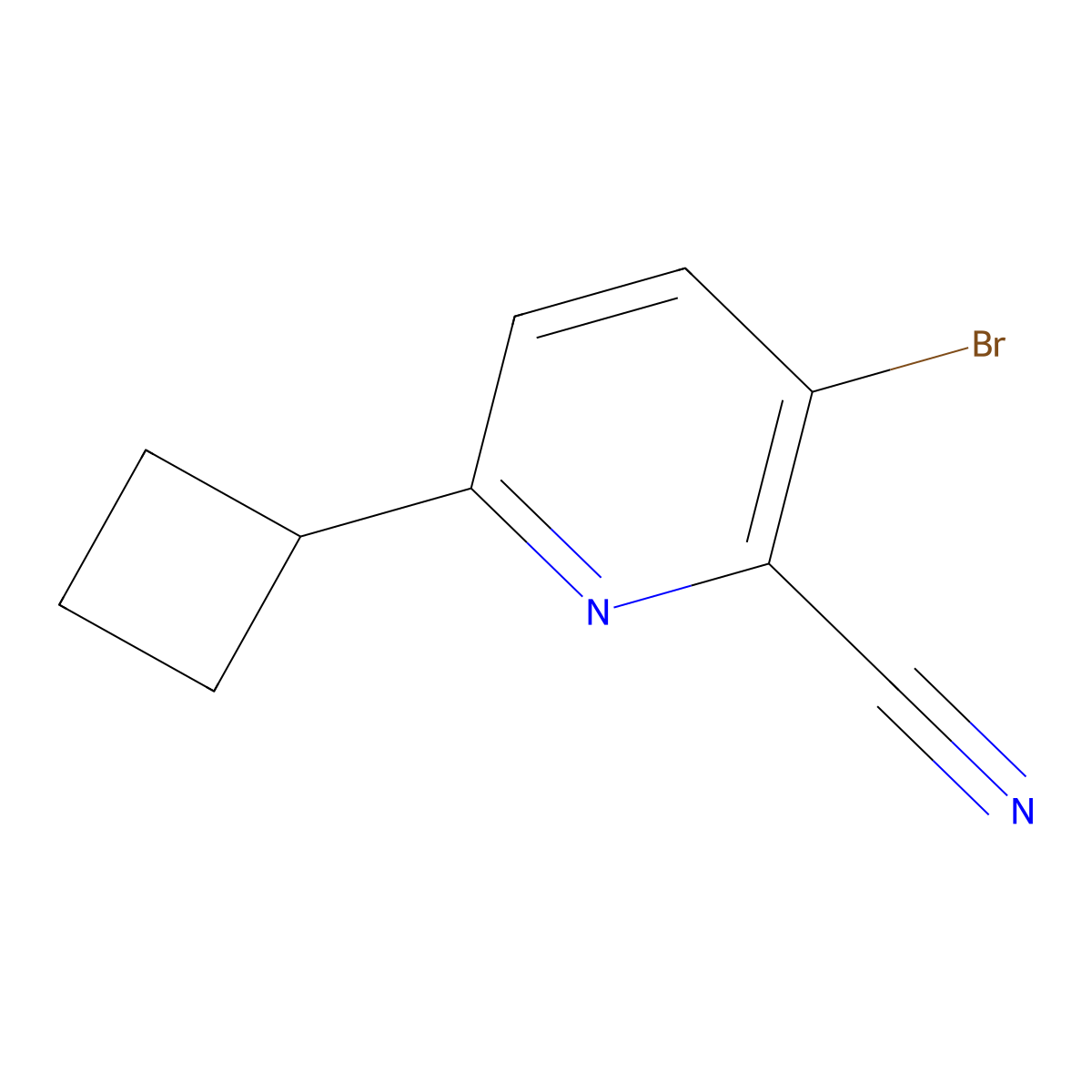 3-Bromo-6-cyclobutylpicolinonitrile molecular structure, CAS 2600399-57-1