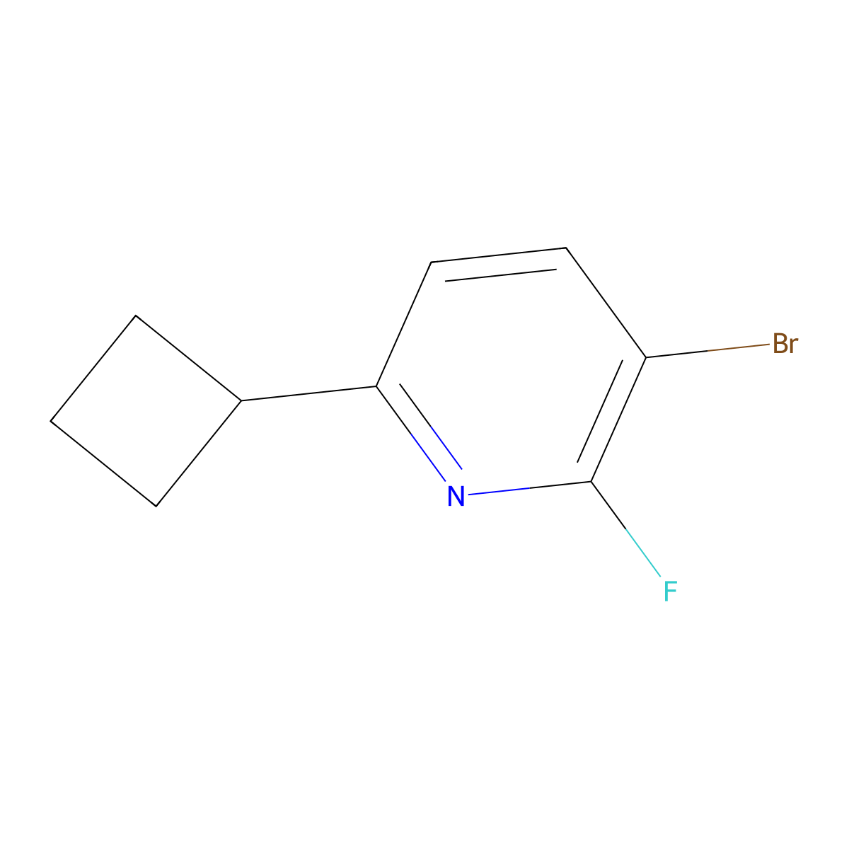 3-Bromo-6-cyclobutyl-2-fluoropyridine molecular structure, CAS 2600399-60-6