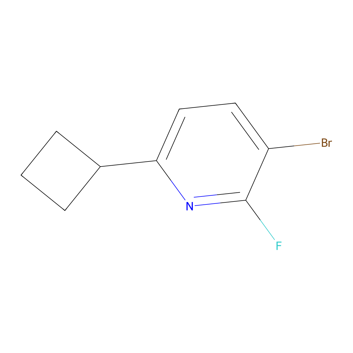 3-Bromo-6-cyclobutyl-2-fluoropyridine molecular structure, CAS 2600399-60-6