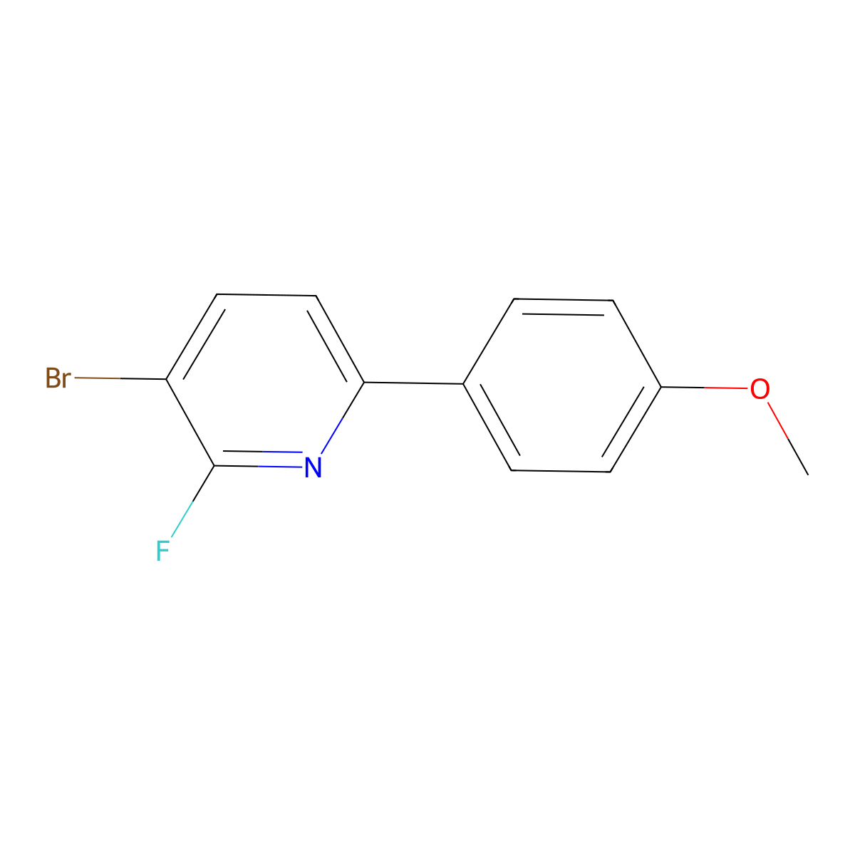 3-Bromo-2-fluoro-6-(4-methoxyphenyl)pyridine molecular structure, CAS 2600399-74-2