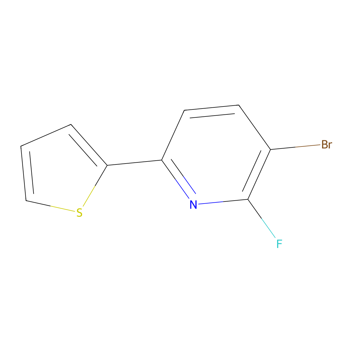3-Bromo-2-fluoro-6-(thiophen-2-yl)pyridine molecular structure, CAS 2600399-87-7