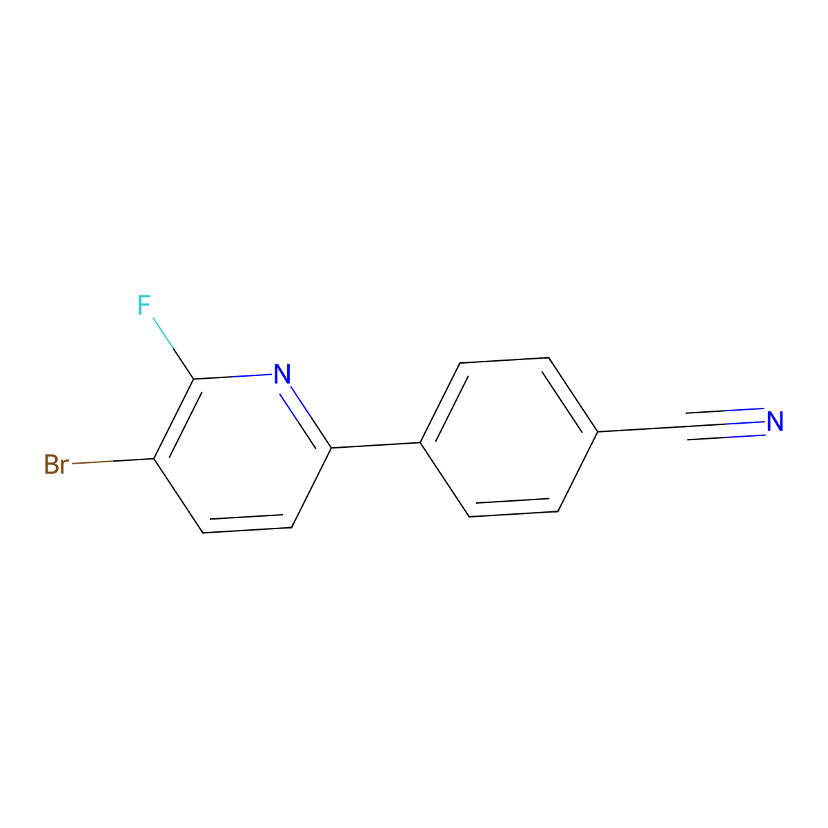 4-(5-Bromo-6-fluoropyridin-2-yl)benzonitrile molecular structure, CAS 2600399-90-2