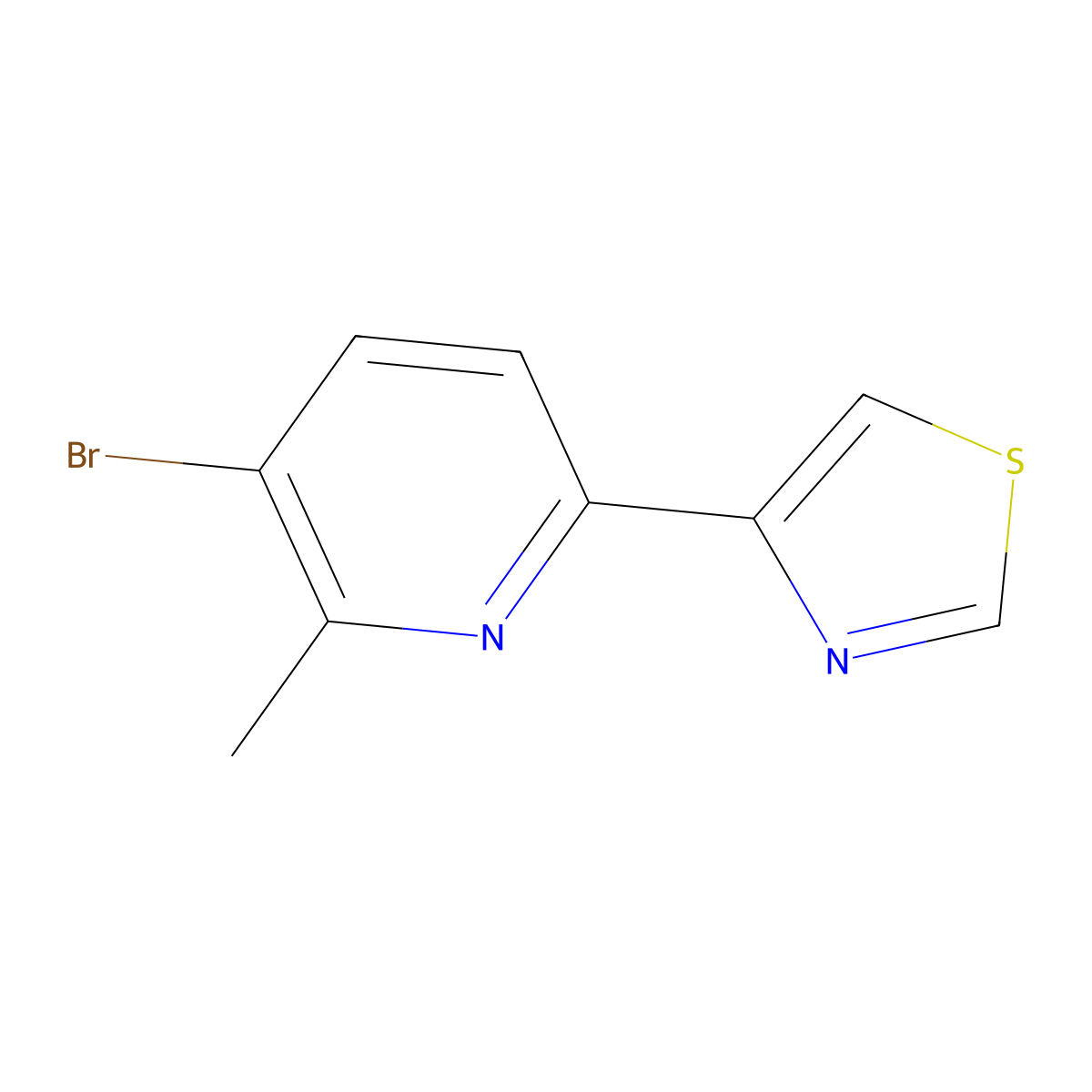 4-(5-Bromo-6-methylpyridin-2-yl)thiazole molecular structure, CAS 2600399-93-5