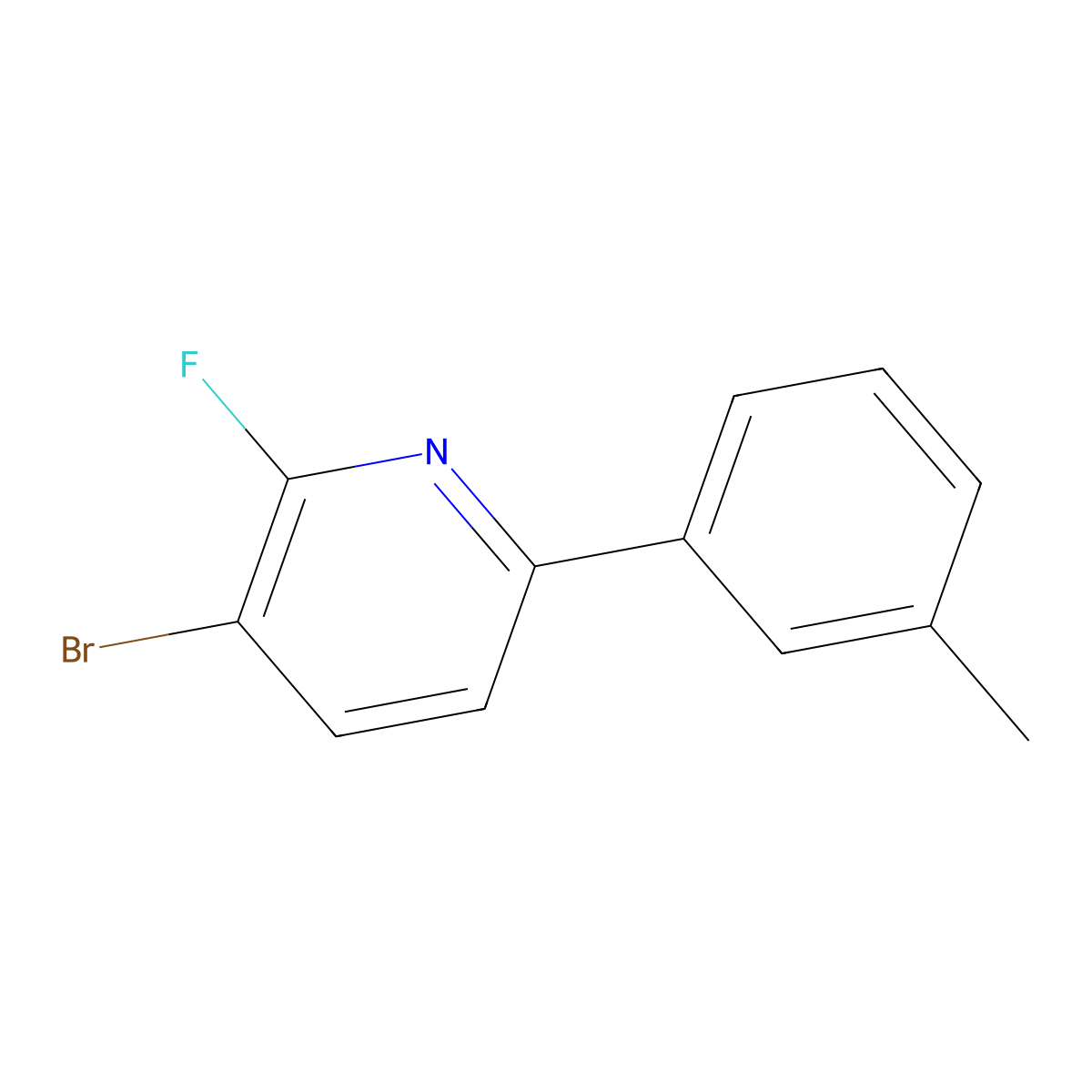 3-Bromo-2-fluoro-6-(m-tolyl)pyridine molecular structure, CAS 2600400-00-6