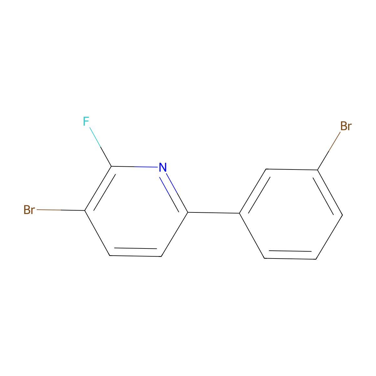 3-Bromo-6-(3-bromophenyl)-2-fluoropyridine molecular structure, CAS 2600400-02-8