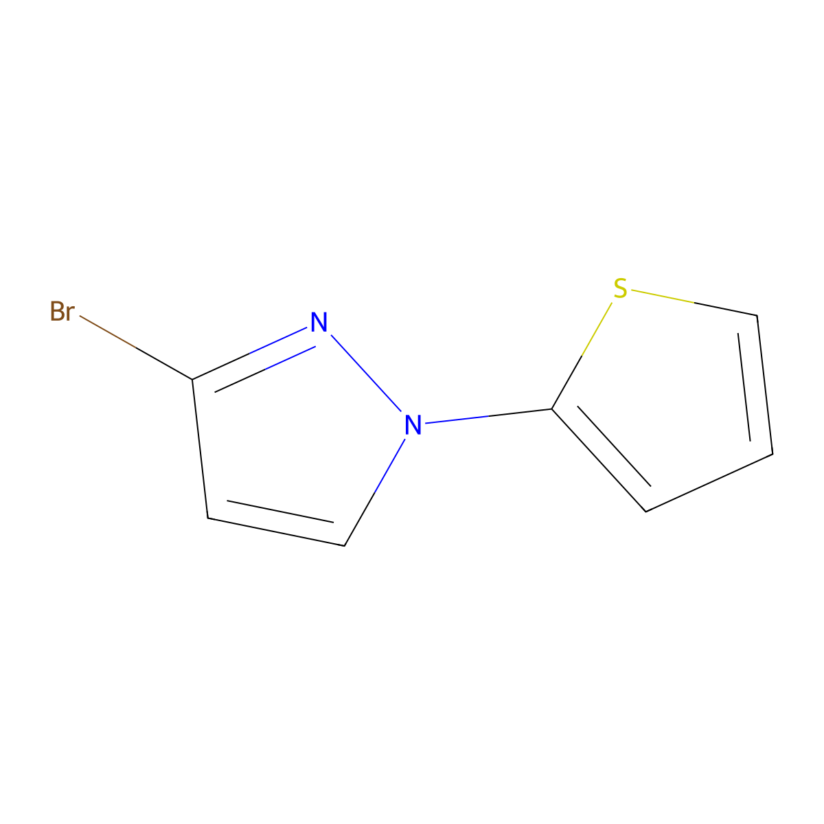 3-bromo-1-(thiophen-2-yl)-1H-pyrazole molecular structure, CAS 2600400-17-5