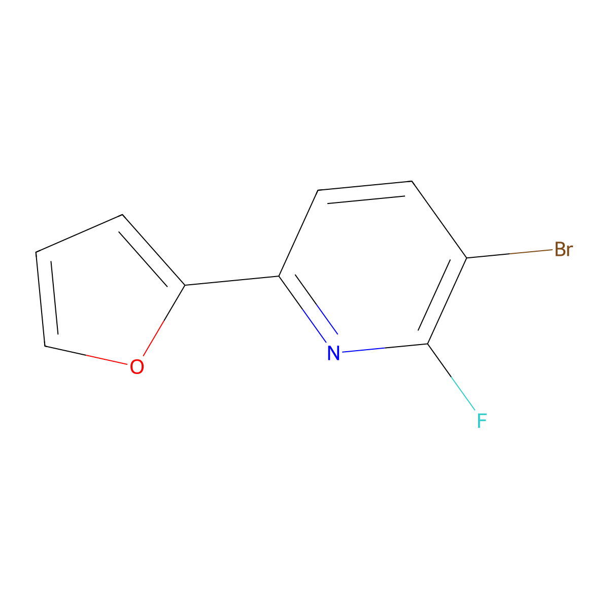 3-Bromo-2-fluoro-6-(furan-2-yl)pyridine molecular structure, CAS 2600400-19-7