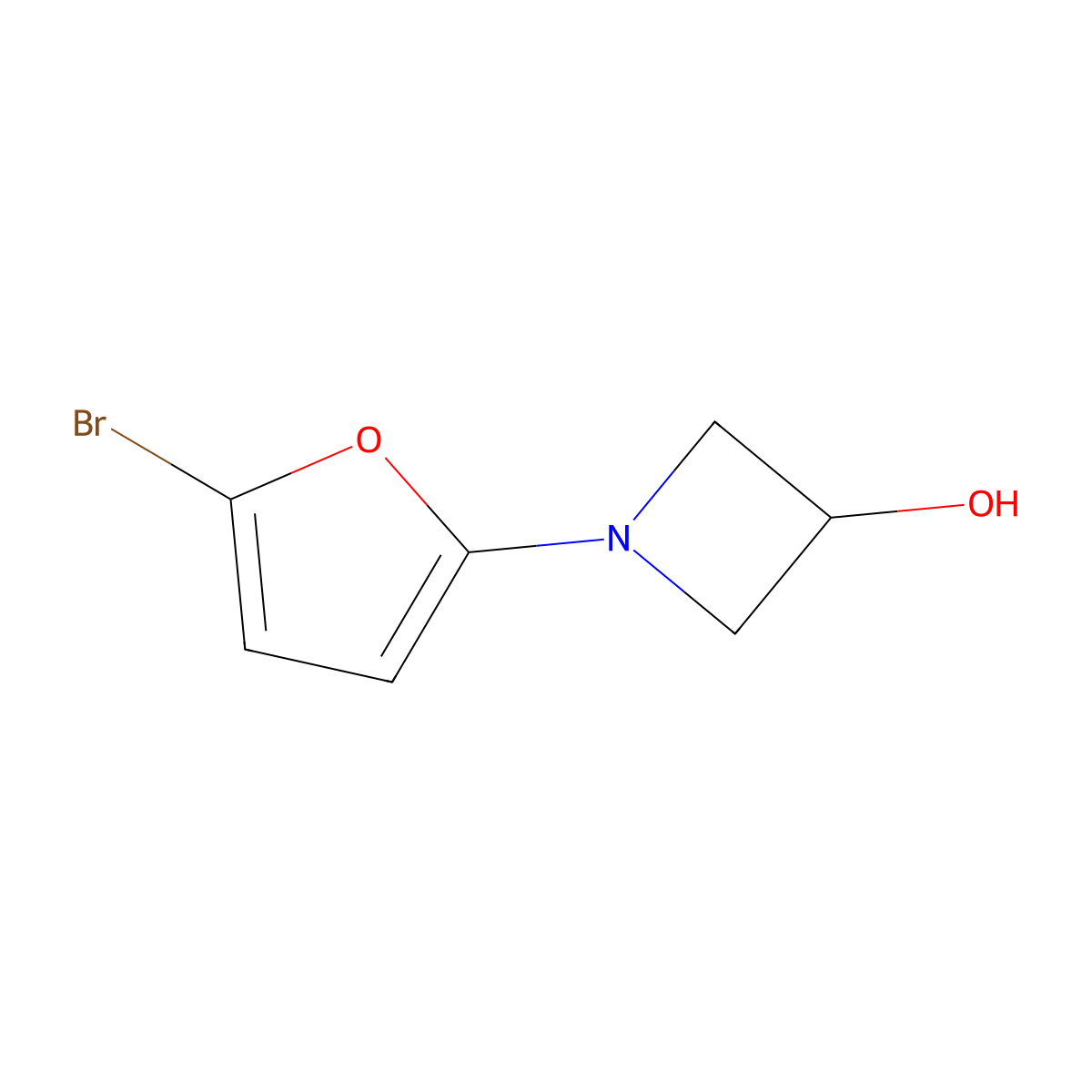 1-(5-Bromofuran-2-yl)azetidin-3-ol molecular structure, CAS 2600400-21-1