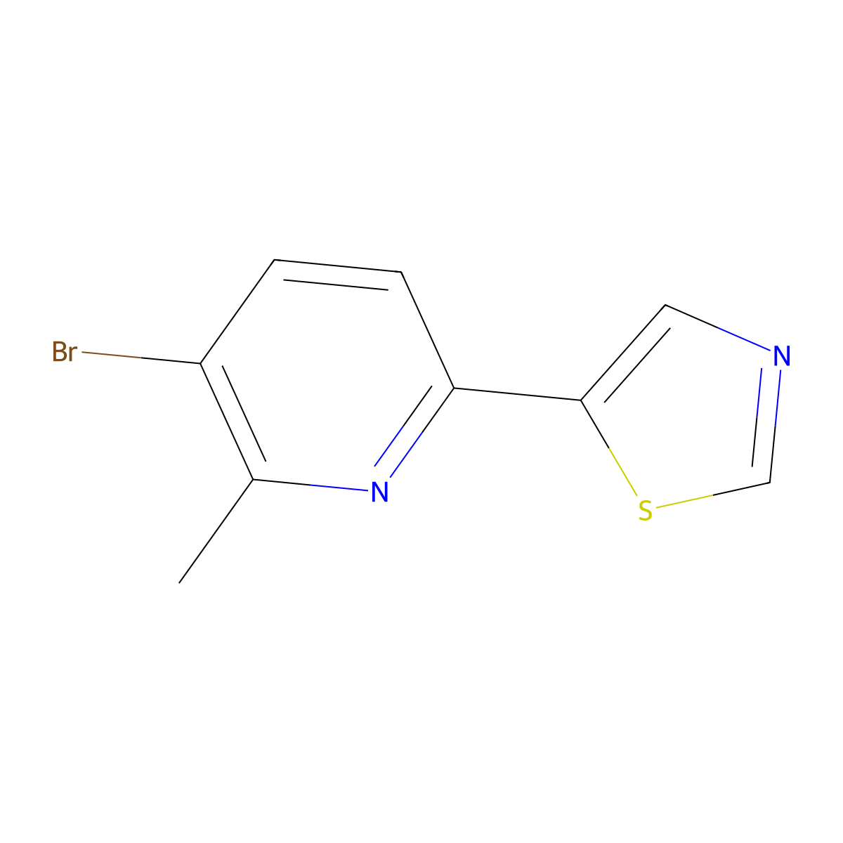 5-(5-Bromo-6-methylpyridin-2-yl)thiazole molecular structure, CAS 2600400-25-5