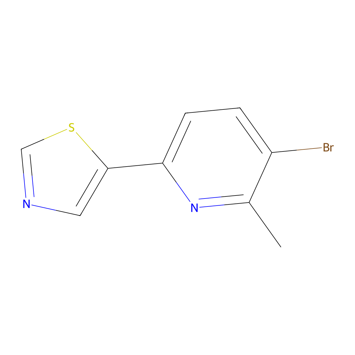 5-(5-Bromo-6-methylpyridin-2-yl)thiazole molecular structure, CAS 2600400-25-5