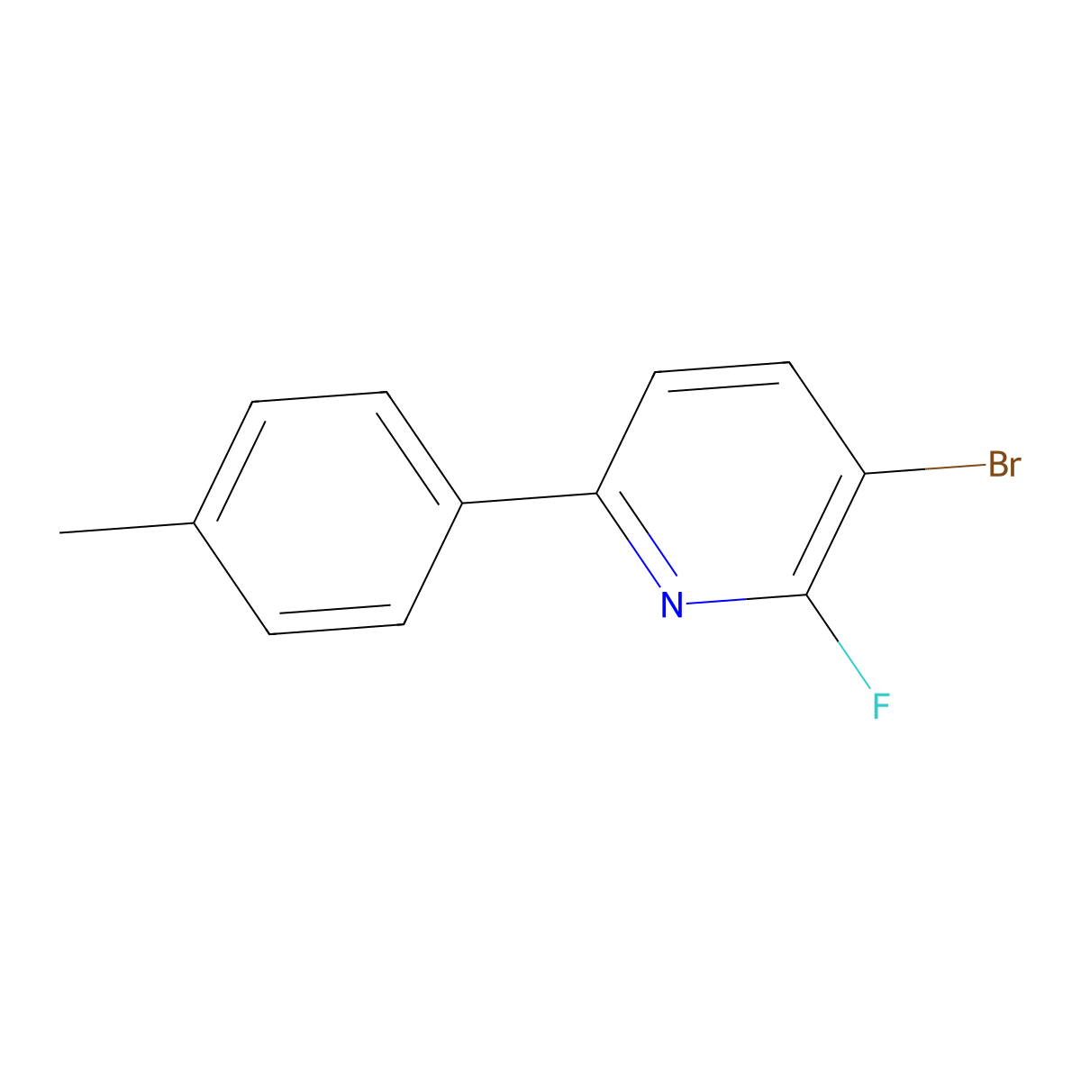 3-Bromo-2-fluoro-6-(p-tolyl)pyridine molecular structure, CAS 2600400-27-7