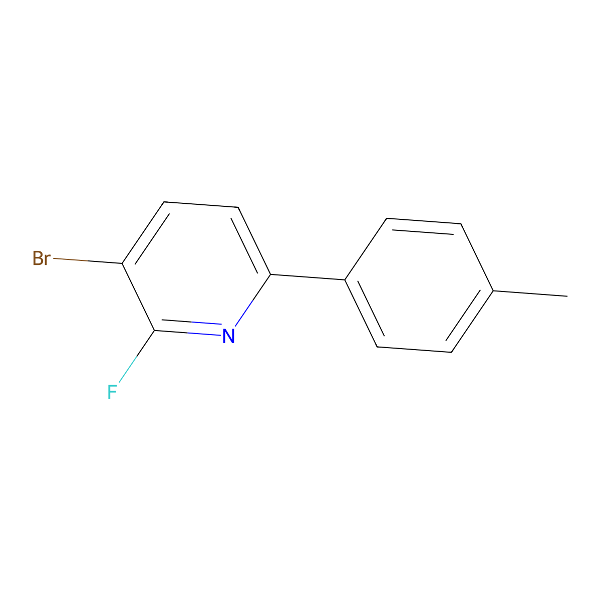 3-Bromo-2-fluoro-6-(p-tolyl)pyridine molecular structure, CAS 2600400-27-7