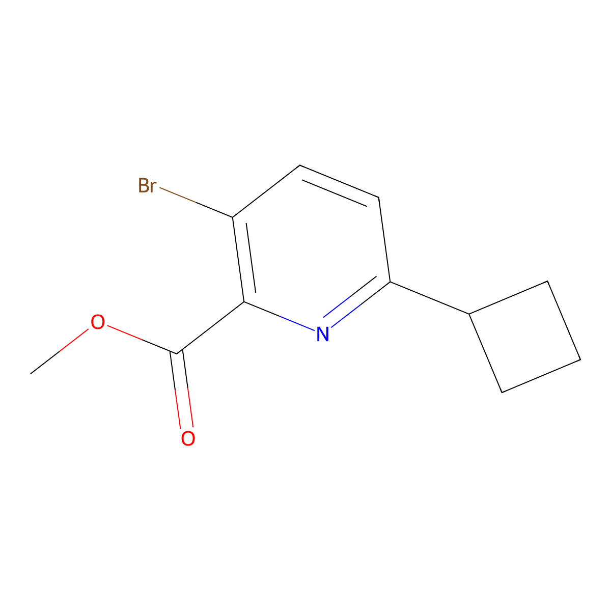 Methyl 3-bromo-6-cyclobutylpicolinate molecular structure, CAS 2600400-30-2
