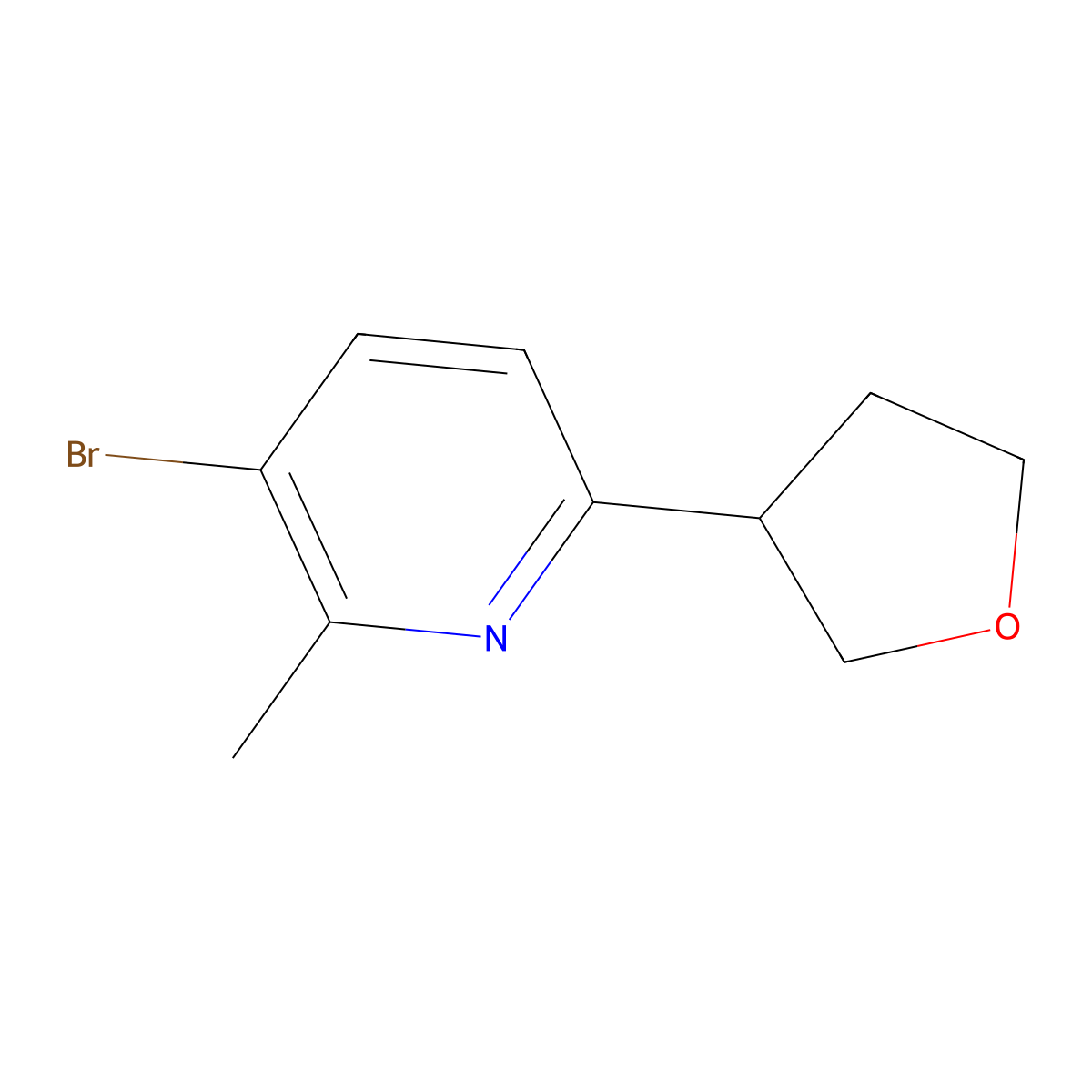 3-Bromo-2-methyl-6-(tetrahydrofuran-3-yl)pyridine molecular structure, CAS 2600400-32-4