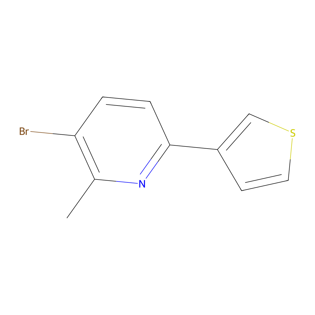 3-Bromo-2-methyl-6-(thiophen-3-yl)pyridine molecular structure, CAS 2600400-37-9