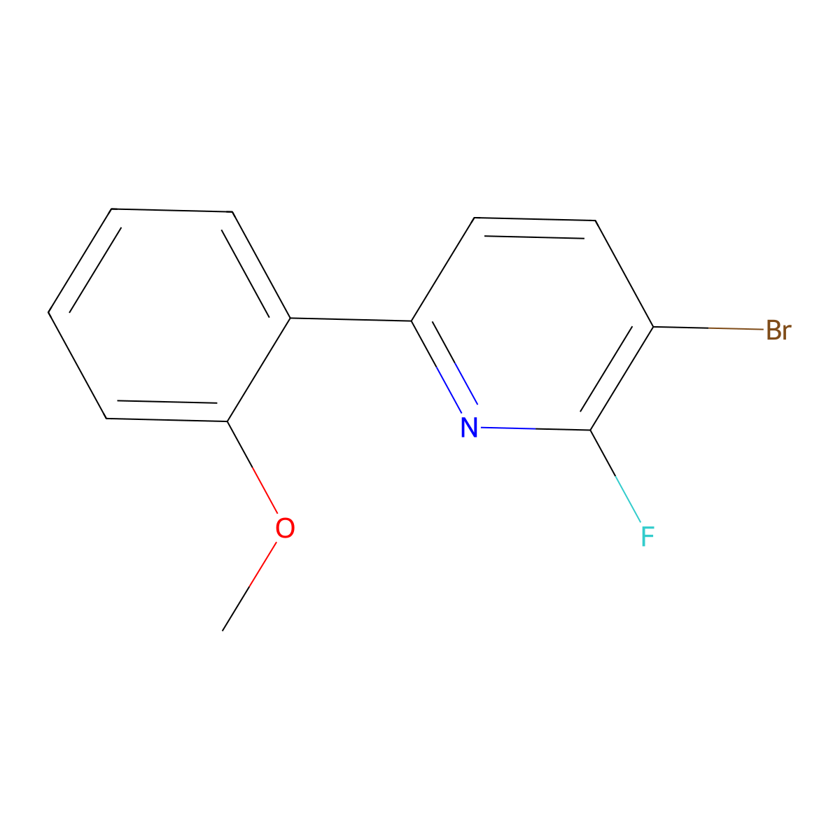 3-Bromo-2-fluoro-6-(2-methoxyphenyl)pyridine molecular structure, CAS 2600400-57-3
