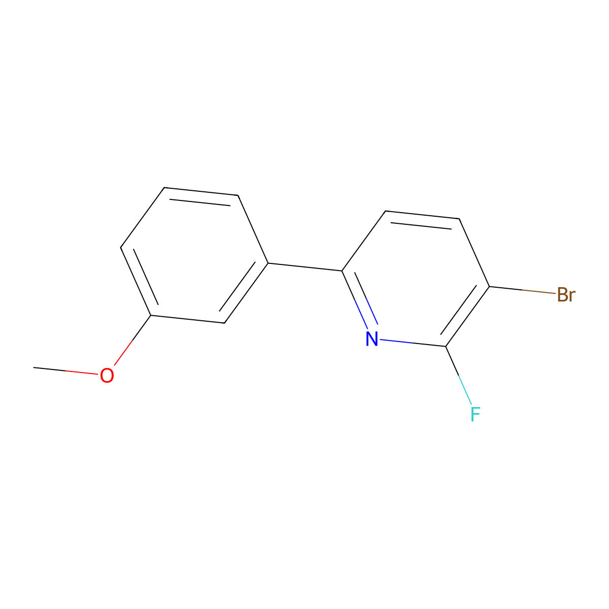 3-Bromo-2-fluoro-6-(3-methoxyphenyl)pyridine molecular structure, CAS 2600400-74-4