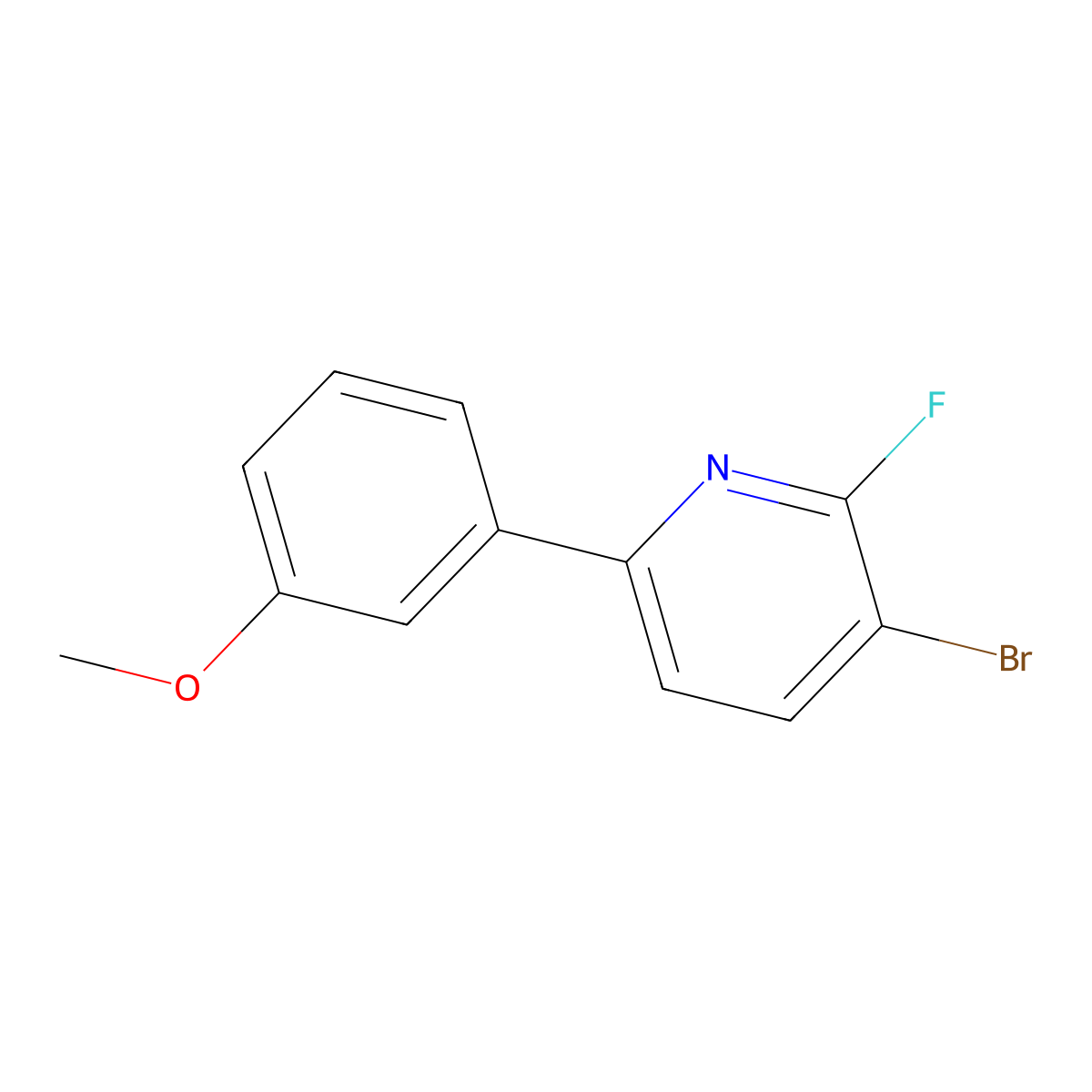 3-Bromo-2-fluoro-6-(3-methoxyphenyl)pyridine molecular structure, CAS 2600400-74-4