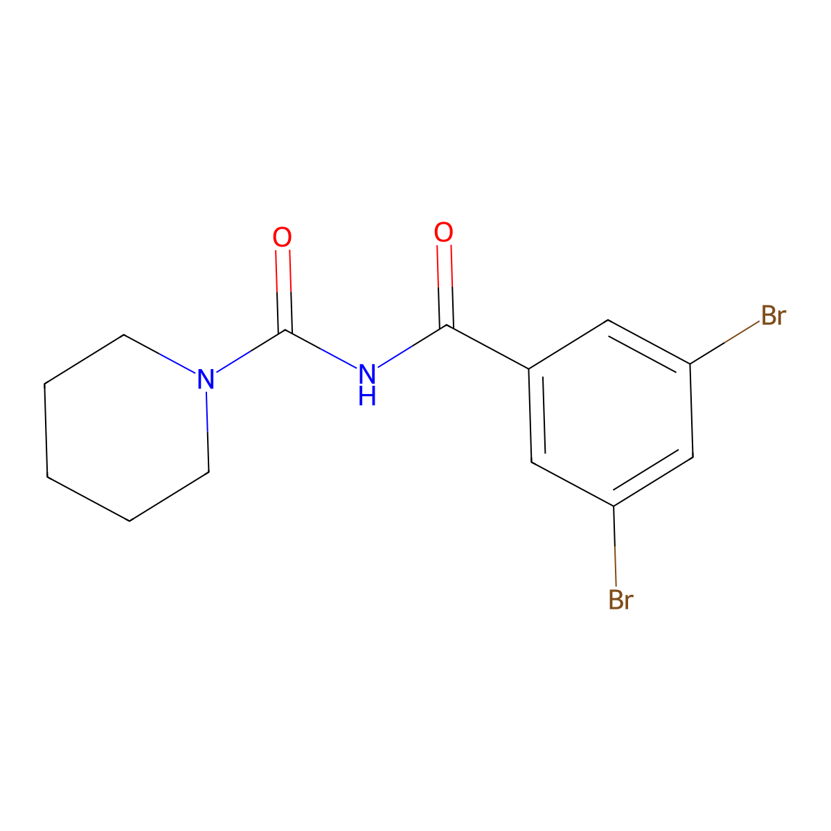 N-(3,5-dibromobenzoyl)piperidine-1-carboxamide molecular structure, CAS 260046-90-0
