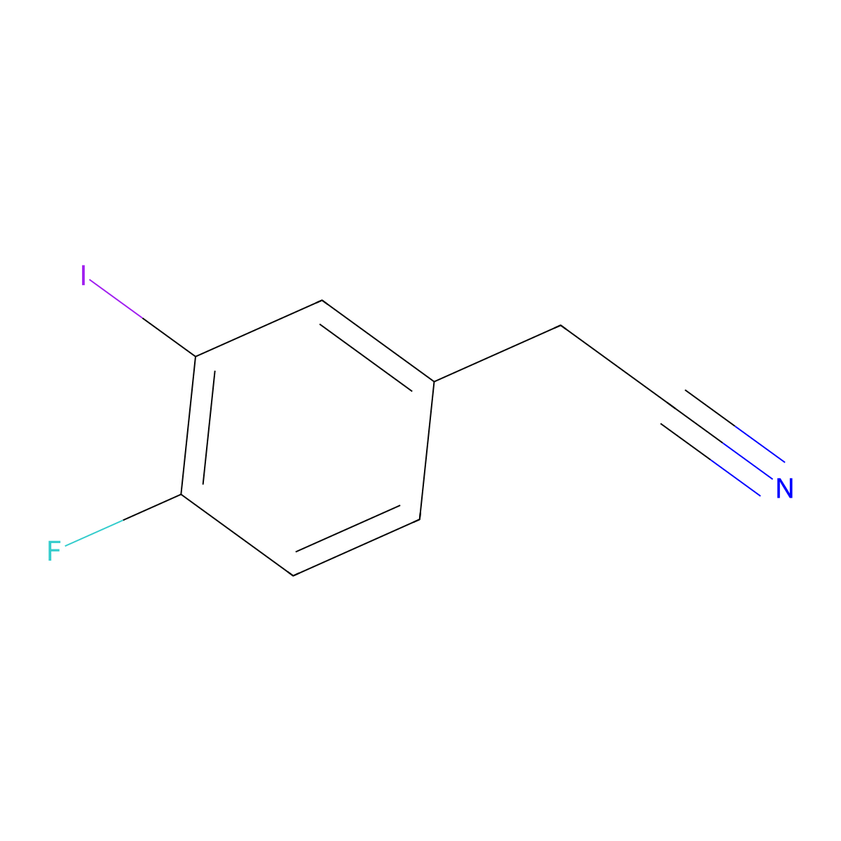 (4-Fluoro-3-iodo-phenyl)-acetonitrile molecular structure, CAS 260050-98-4