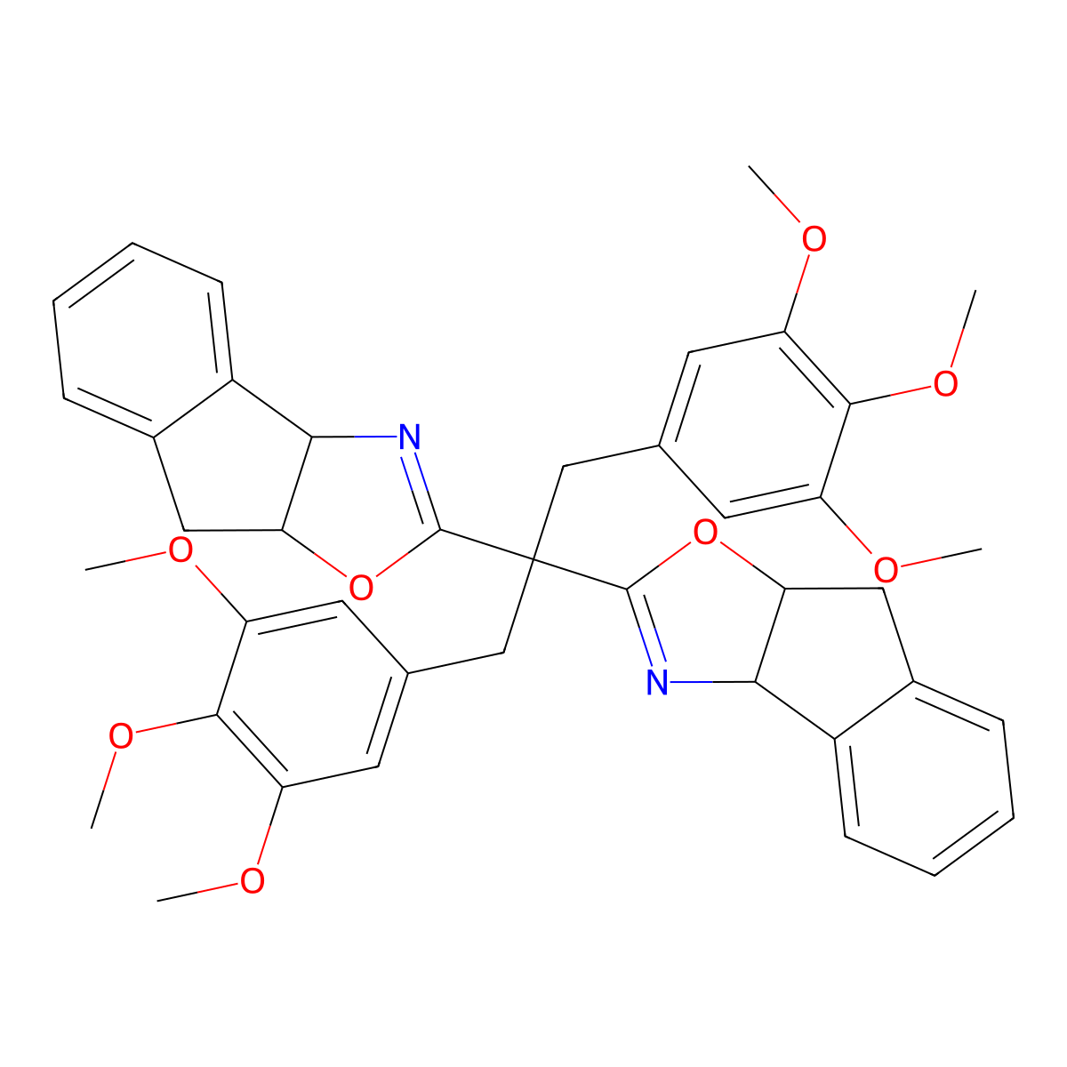 (3aS,3a'S,8aR,8a'R)-2,2'-(1,3-Bis(3,4,5-trimethoxyphenyl)propane-2,2-diyl)bis(3a,8a-dihydro-8H-indeno[1,2-d]oxazole) molecular structure, CAS 2600542-04-7